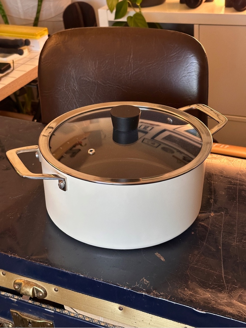 NEW Kilne Ceramic Non-Stick Non-Toxic 9.5” Everything Pot Meringue White